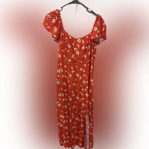 Old Navy Red Floral Midi Dress